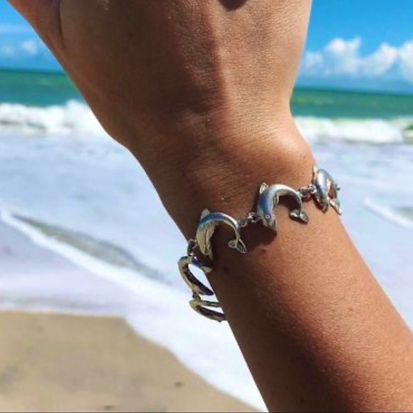 🐬 DOLPHIN LINK STERLING SILVER BRACELET 🐬 - Picture 1 of 7